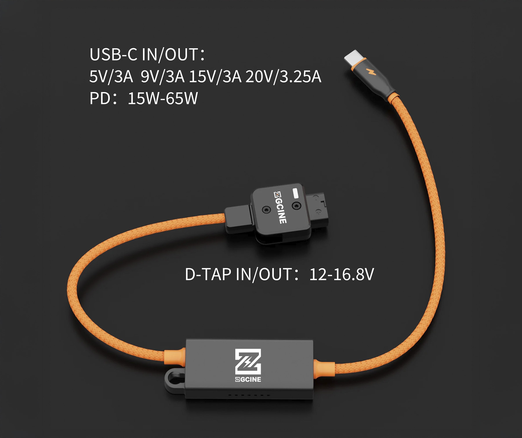 Cathay Photo | ZGCINE D-Tap to USB-C PD Battery Power Cable