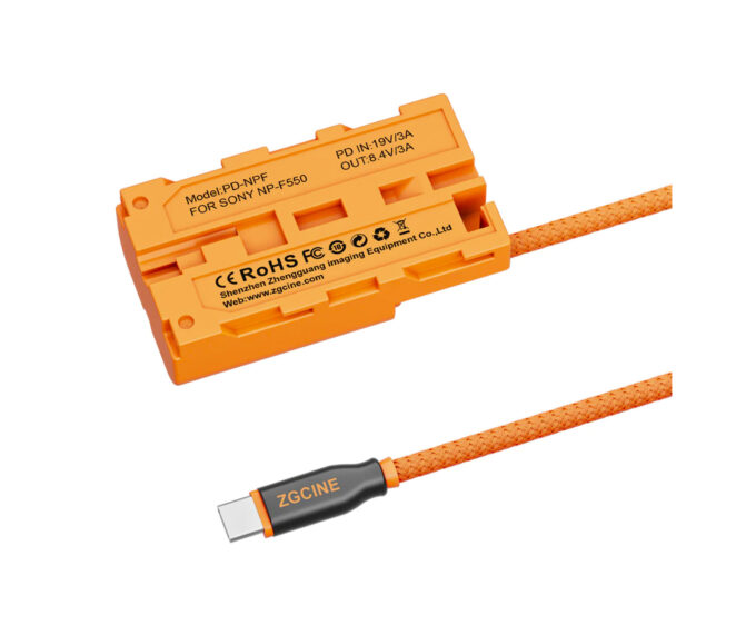 ZGCINE D-Tap To Lemo 2Pin Power Cable - 60cm Orange Braided Cable For RED/ARRI/SONY Cameras